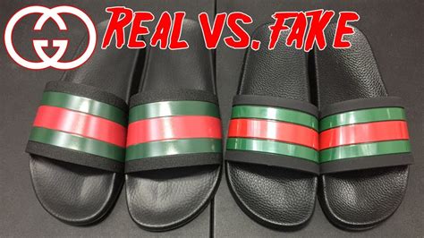 how to tell from real or fake gucci slides|Gucci knockoff slides.